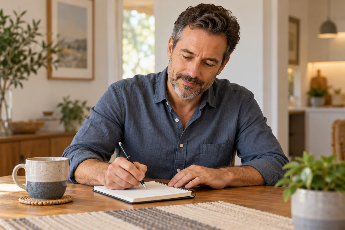 Illustrative photograph of an adult writing questions before returning to the dentist